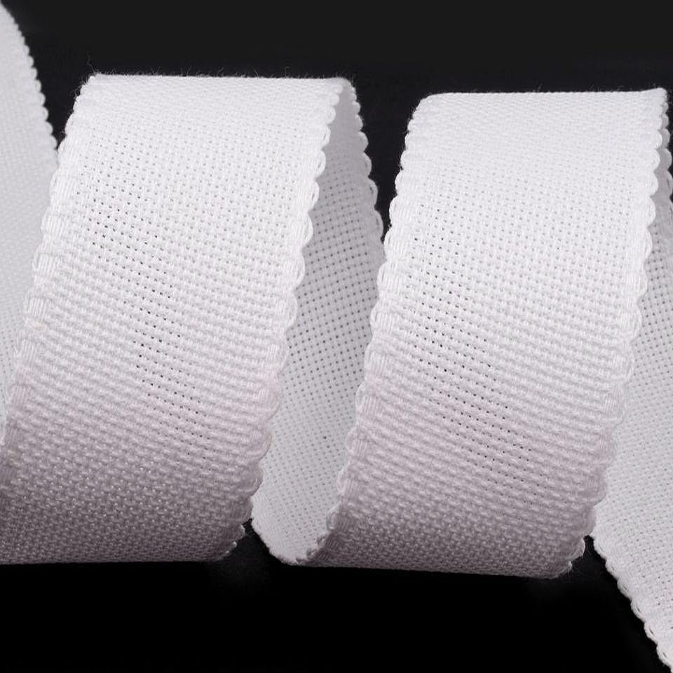 White Aida Cross-Stitch Ribbon, 70 mm Wide, Sold by the Meter