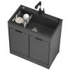 ZMAZHANG Utility Sink with Cabinet, Drainboard, Faucet, and Storage Shelves view 1