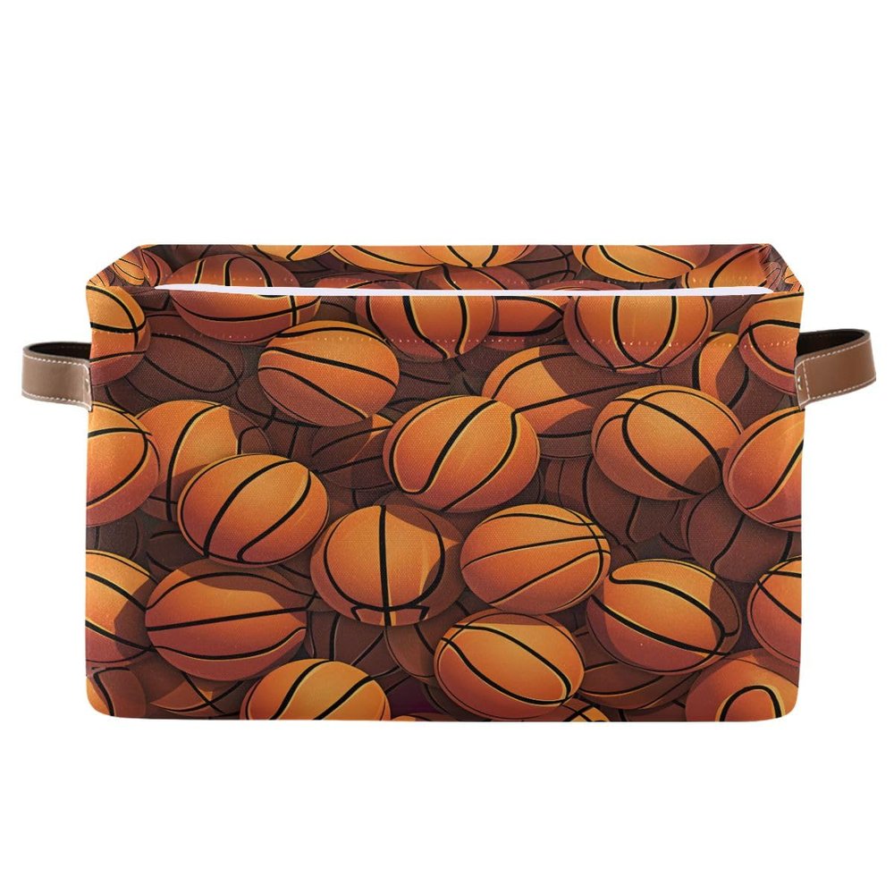 Basketball Large Foldable Storage Basket with Handles