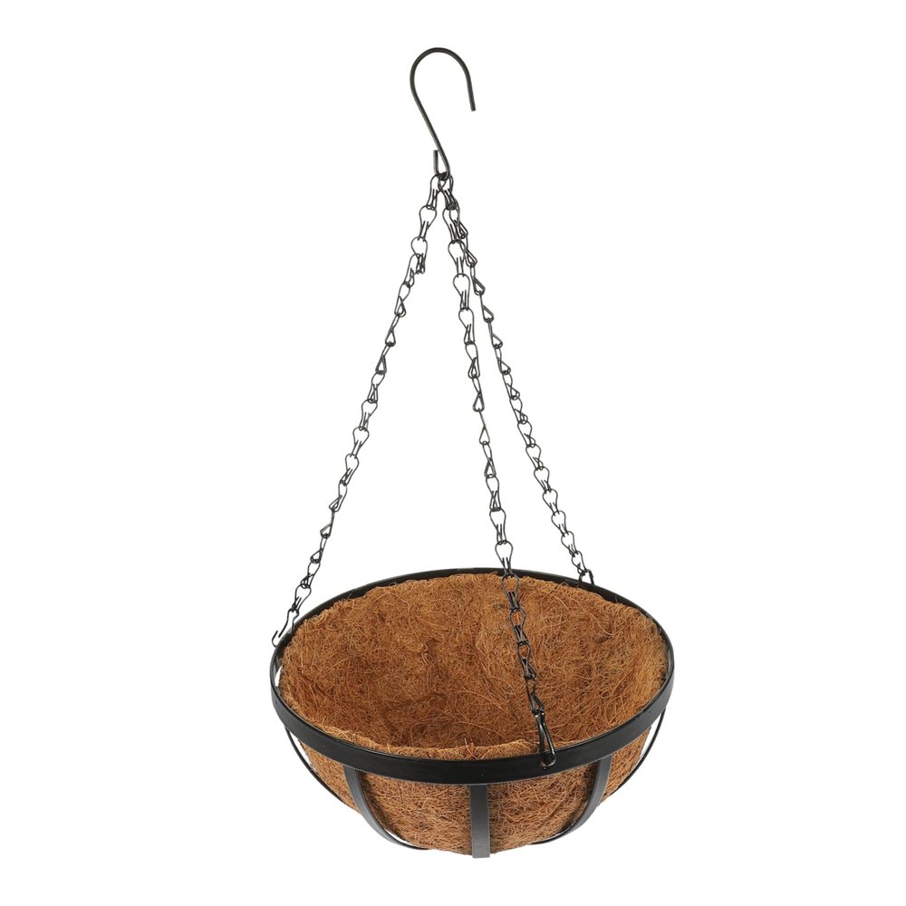 CIYODO Round Iron Hanging Flower Basket with Coconut Fiber