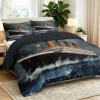 135x200 cm Ship Design Bedding Set, Soft Black Microfiber view 1
