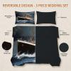 135x200 cm Ship Design Bedding Set, Soft Black Microfiber view 4