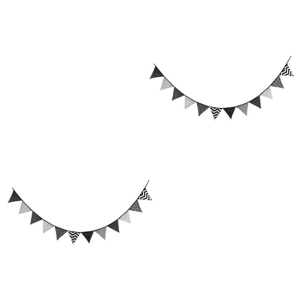 Parliky 2-Piece Cotton Triangle Bunting Banner, Double-Sided and Reusable