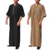RUMAOZIA Men's Muslim Kaftan Robe for Prayer, Thobe Tunic, Cotton-Linen Jilbab view 2