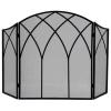 3-Piece Arched Fireplace Screen, Decorative Handmade Wrought-Iron Spark Guard, 50.4" x 31.5", Black view 1