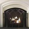 3-Piece Arched Fireplace Screen, Decorative Handmade Wrought-Iron Spark Guard, 50.4" x 31.5", Black view 2