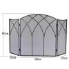 3-Piece Arched Fireplace Screen, Decorative Handmade Wrought-Iron Spark Guard, 50.4" x 31.5", Black view 3