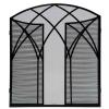 3-Piece Arched Fireplace Screen, Decorative Handmade Wrought-Iron Spark Guard, 50.4" x 31.5", Black view 4