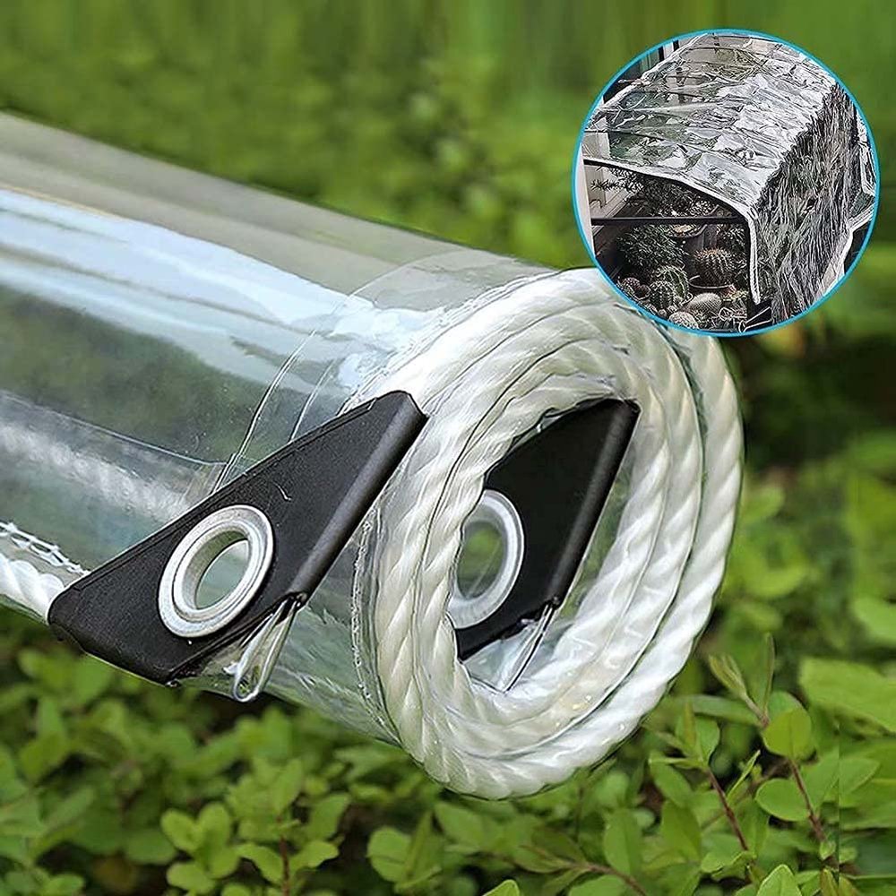 Durable Transparent PVC Tarp with Eyelets, Waterproof, 260 x 870 cm