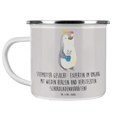 Mr. & Mrs. Panda Camping Enamel Mug “Stepmother Expert” – Gift, Wild Hearts, Love