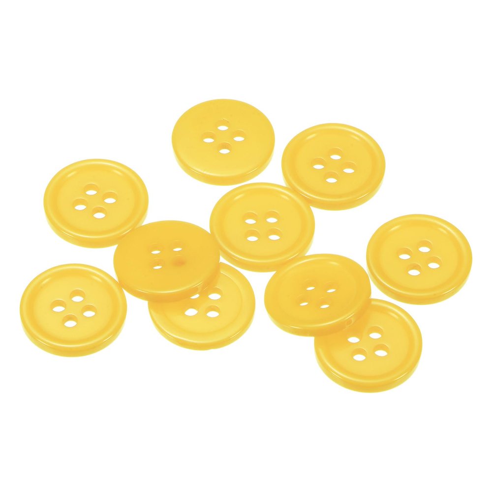 sourcing map Resin Sewing Buttons, Round, Flat, 4-Hole, for Clothing and Crafts, Yellow, 28 l, 10 pcs