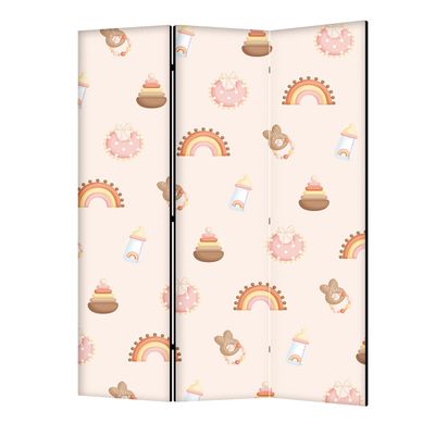 framed concept - Wooden Room Divider 135 x 172 cm, 3-Panel, Double-Sided Privacy Screen