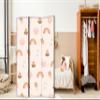 framed concept - Wooden Room Divider 135 x 172 cm, 3-Panel, Double-Sided Privacy Screen view 2