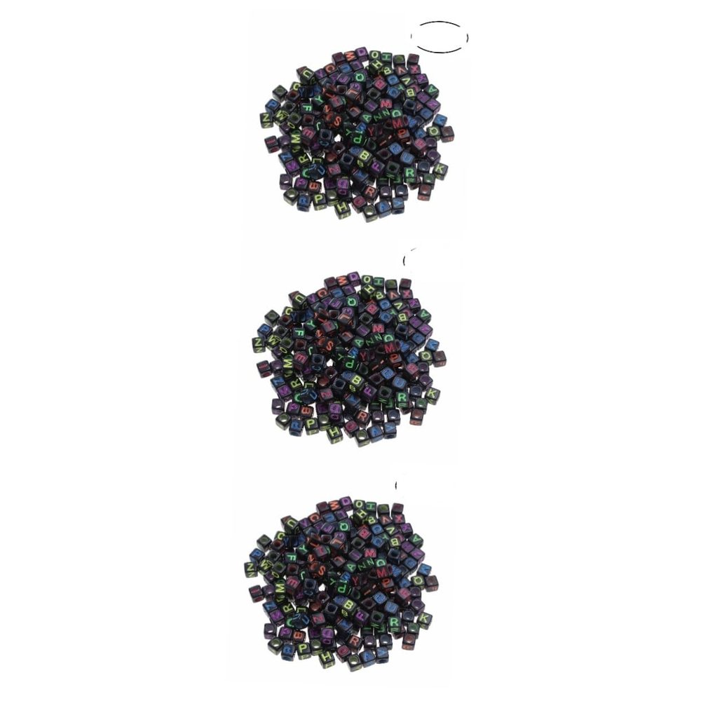 STOBOK 600-Piece Black Letter Cube Beads for Jewelry Making, Colorful Alphabet Beads for Bracelets and Crafts