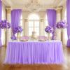 FANSU Tulle Double-Layer Table Skirt, Purple, 9 ft/275 x 77 cm view 2