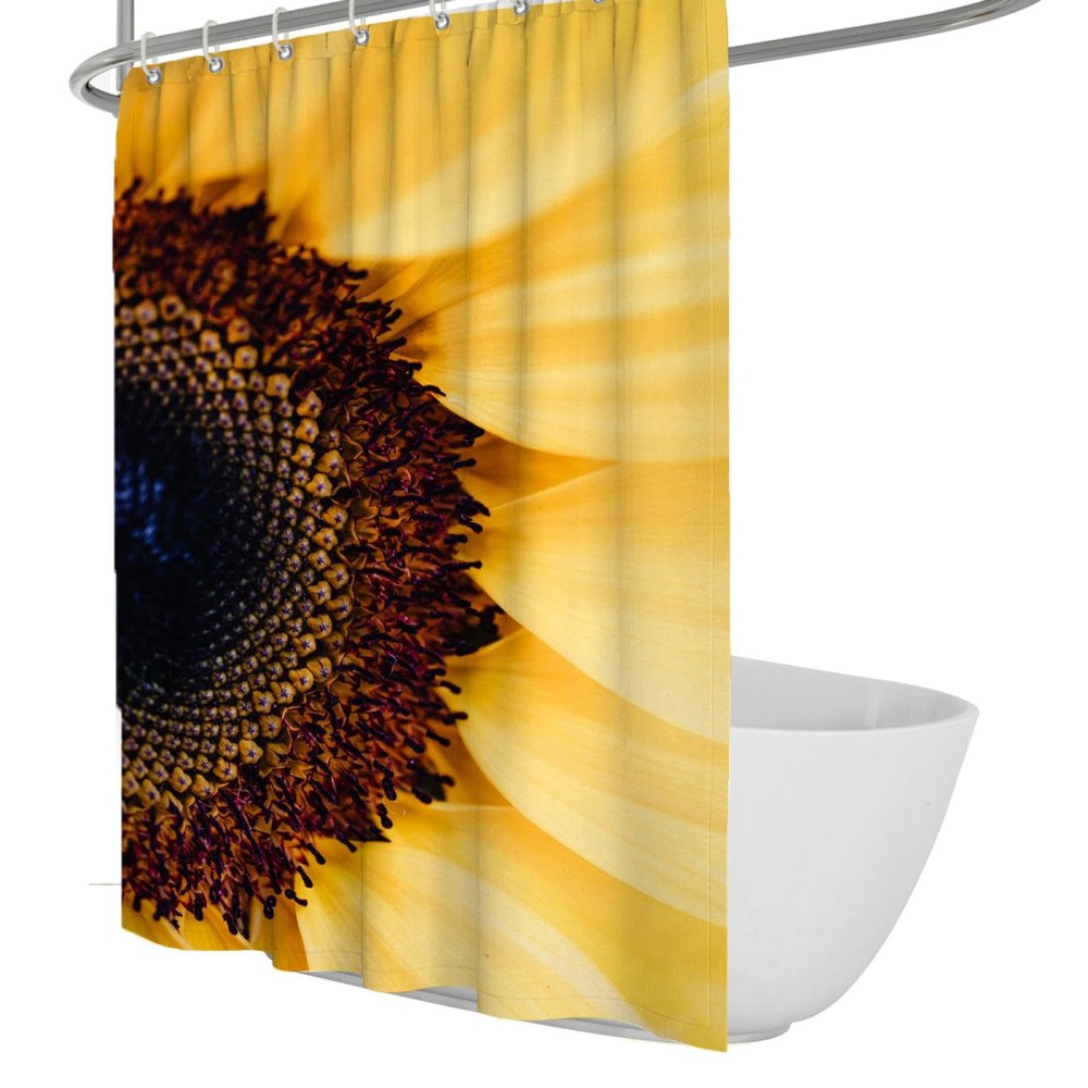 SHUODAOCO Yellow Sunflower Fabric Shower Curtain, 200 W x 200 L cm