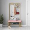 Freestanding Industrial-Style Coat Rack with Removable Hooks, Shoe Rack, Bench and Mirror view 1