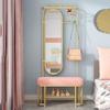 Freestanding Industrial-Style Coat Rack with Removable Hooks, Shoe Rack, Bench and Mirror view 4