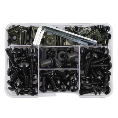 HZBHD Motorcycle Fairing Bolt and Nut Set for Kawasaki ZX6R–ZX14R, Versys 650, Black