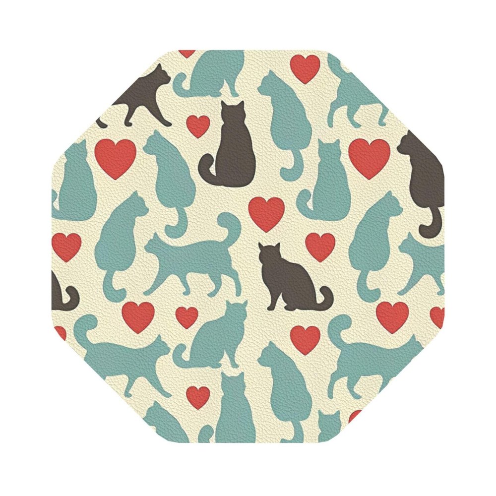 Happy Walking Kitty Coasters for Drinks, 4-Piece Set