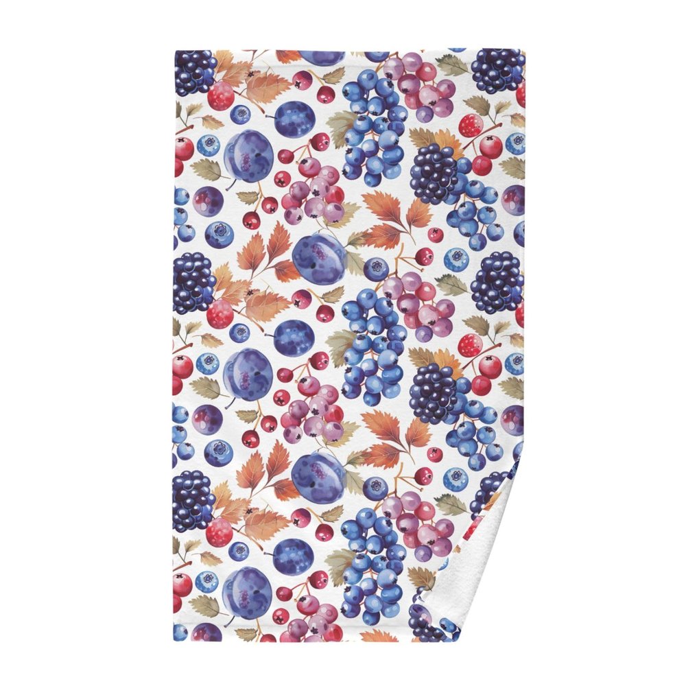 CHIFIGNO Decorative Cotton Hand Towel with Fruit, Blackberry, Grape and Plum Design, 40.6 x 71.1 cm