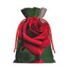 Red Rose Flower Print Canvas Drawstring Gift Bags view 2