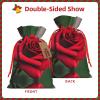 Red Rose Flower Print Canvas Drawstring Gift Bags view 3