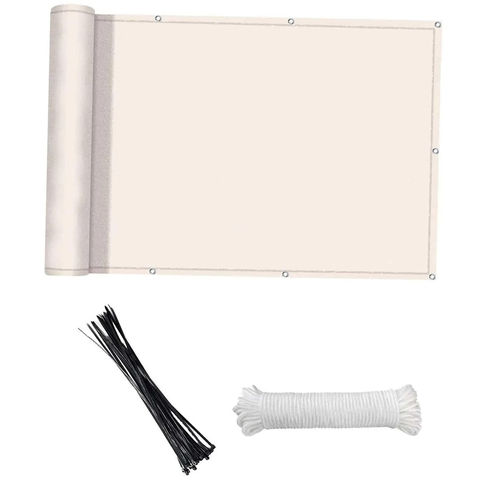 YGLONG Balcony Privacy Screen, 24-Piece, Beige, 3 x 0.9 m