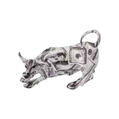 YOYUMI Colorful Wall Street Cow Statue, Resin Home Decor with US Dollar