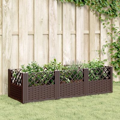 LLEZKBR Home & Garden Garden Planter with Stakes, Brown, 123.5 x 43.5 x 43.5 cm, PP