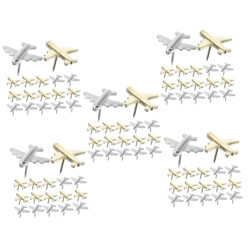 SEWACC 120-Piece Metal Airplane Push Pins for Bulletin Boards, Cards, Notes, Art, and Classrooms