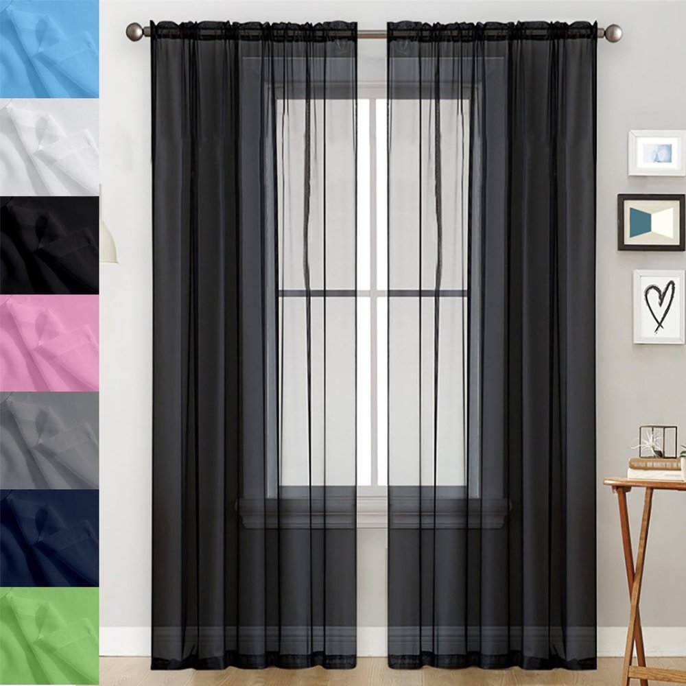 GAIFNAG Sheer Striped Curtain, 160 x 260 cm, Black