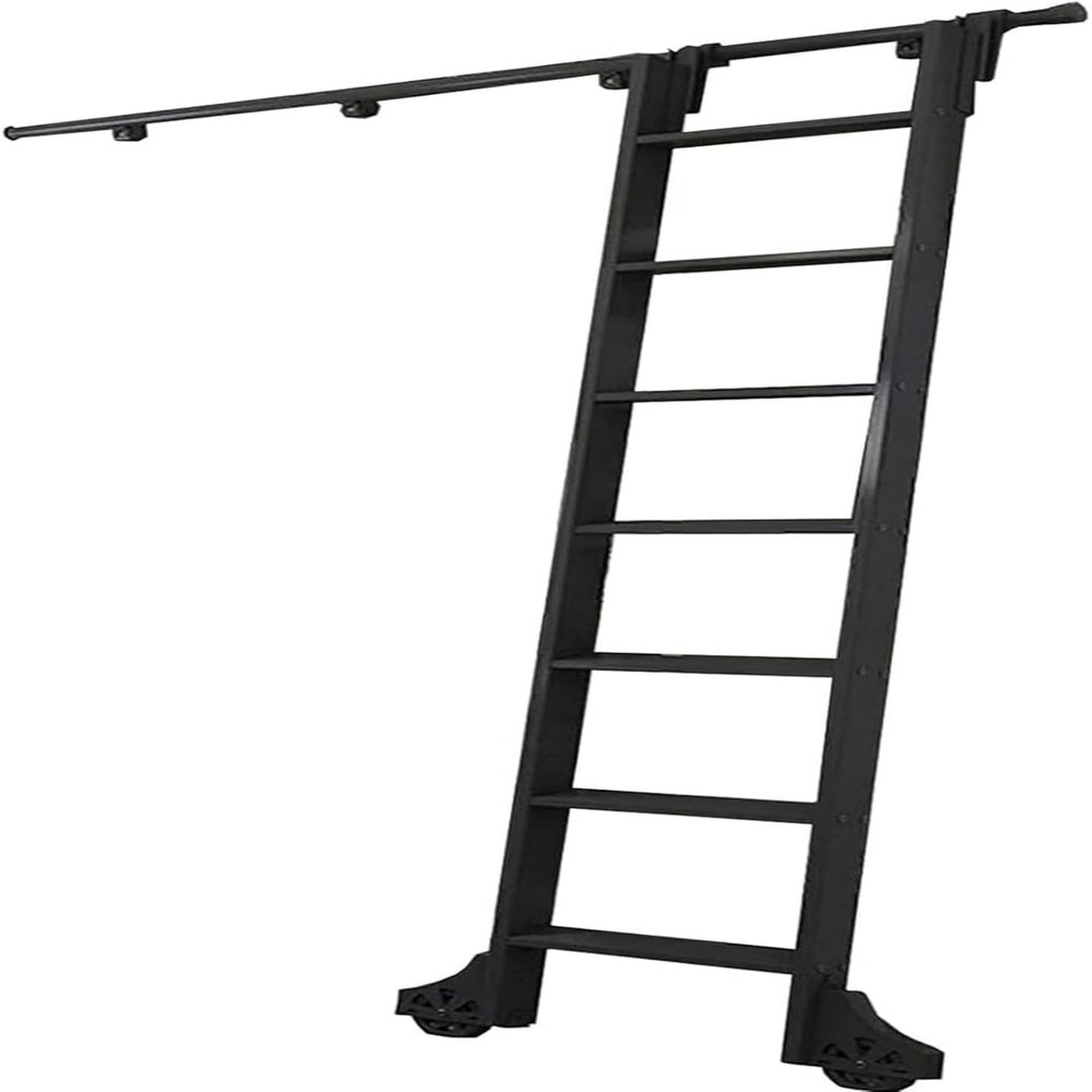 Mobile Library Ladder Rail Hardware Kit, Black Steel (Ladder Not Included)