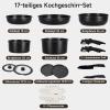 JEETEE 17-Piece Pots and Pans Set with Removable Handles, Nonstick, Induction-Compatible, Black view 2