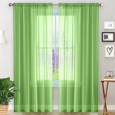 Sheer Curtain 190 x 230 cm, Linen Look, Soft Green