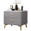 Weier Nightstand with 2 Drawers and Gold-Tone Metal Legs, Gray view 1