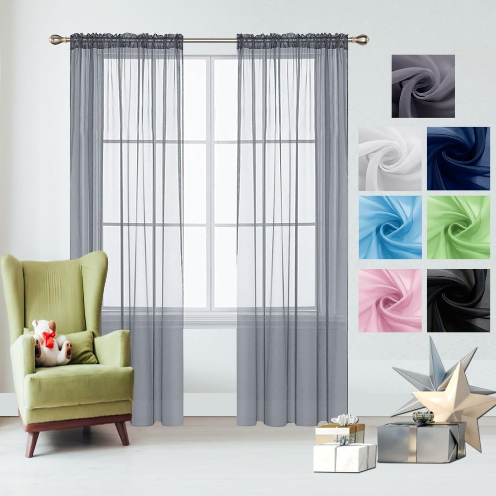 GAIFNAG Sheer Curtain Panel 70 x 180 cm, Light Gray, Linen Look