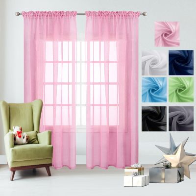 GAIFNAG Natural Linen-Texture Sheer Curtain 50 x 90 cm, Heat Protection, Size and Color Options, Pink