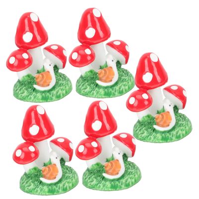 BCOATH Mini Mushroom Statues, 5-Piece Resin Set