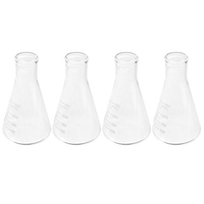 Back-to-School Decor Erlenmeyer Flasks, 4-Piece Set, Borosilicate Glass