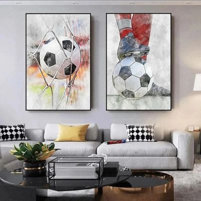 AINIBPO Graffiti Wall Art, Men's Soccer Art, Oil on Canvas, Posters and Prints for Living Room, Bedroom and Modern Abstract Decor, 60 x 80 cm x 2, Unframed