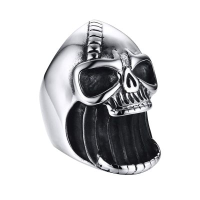 Gothic Skull Ring Bottle Opener, Punk Biker Jewelry for Men