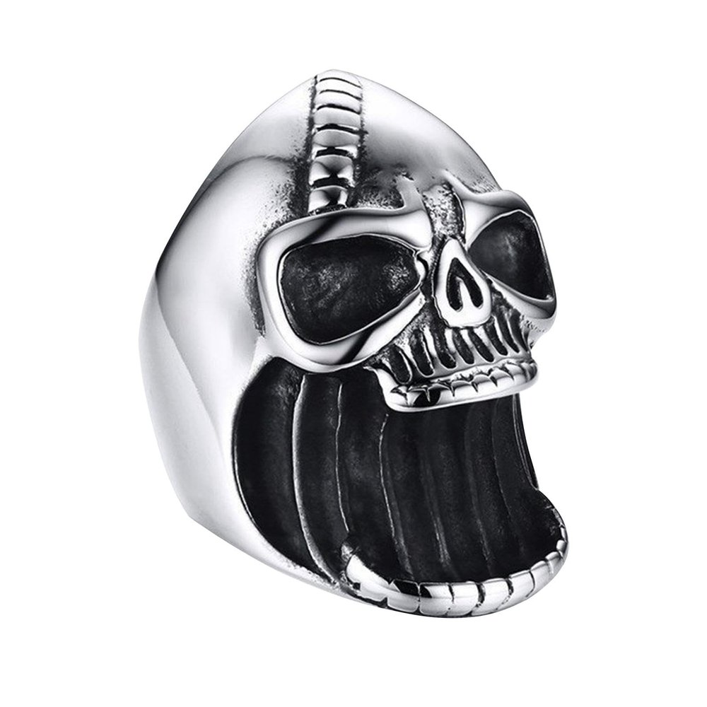Gothic Skull Ring Bottle Opener, Punk Biker Jewelry for Men