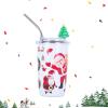 Dorclife 460 mL Christmas Tree Tumbler with Straw and Lid, Double-Wall Insulated, White view 2