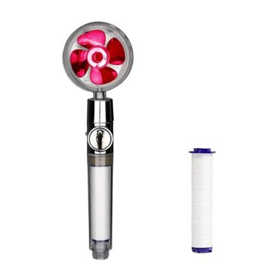 WENH Turbo Fan Handheld Showerhead, Water-Saving, High-Pressure, Red