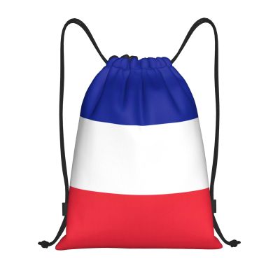WURTON Lightweight French Flag Drawstring Backpack, Black, M