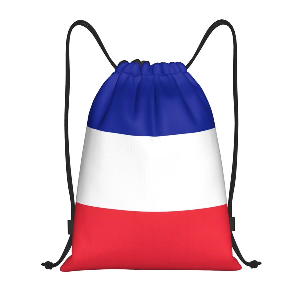 WURTON Lightweight French Flag Drawstring Backpack, Black, M