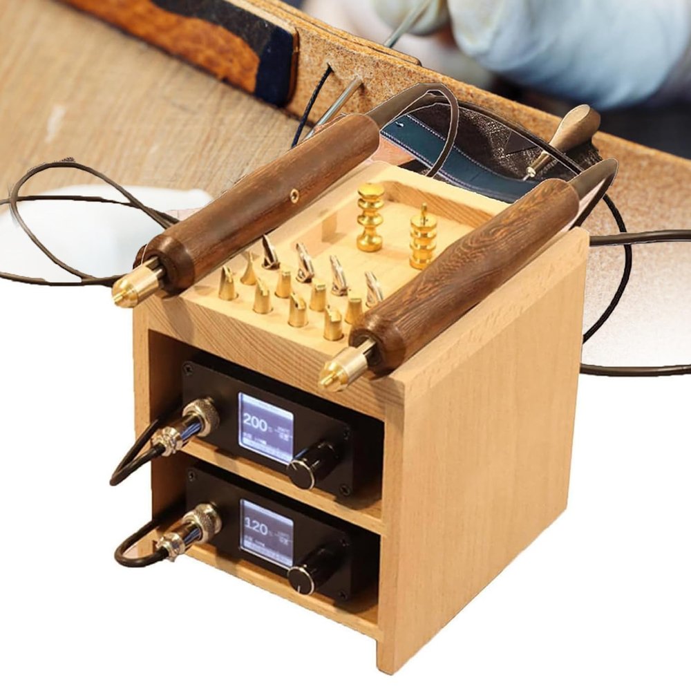 ZHIXUMM Electric Leather Edge Heating and Creasing Machine, 80–480°C, 14 Heads, Dual Machine