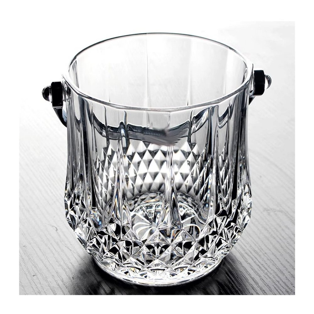 FAJNUZI2024 Transparent Glass Ice Bucket with Handles, 1 L