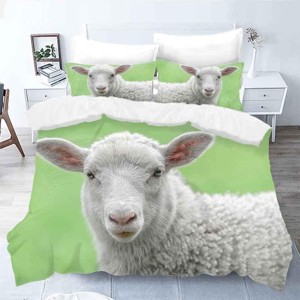 Sheep Duvet Cover Set 135 x 200 cm, Soft Microfiber 3D Print